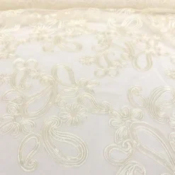 Paisley Floret Sequins Table Runner in Ivory