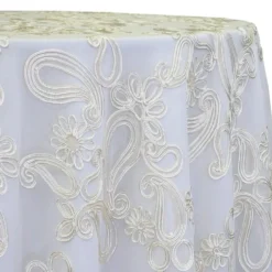Paisley Floret Sequins Table Linen in Ivory
