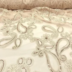 Paisley Floret Sequins (w/ Poly Lining) Table Napkin in Champagne