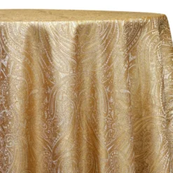 Paisley Jacquard Table Linen in Gold and Ivory
