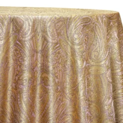 Paisley Jacquard Table Linen in Rose/Gold