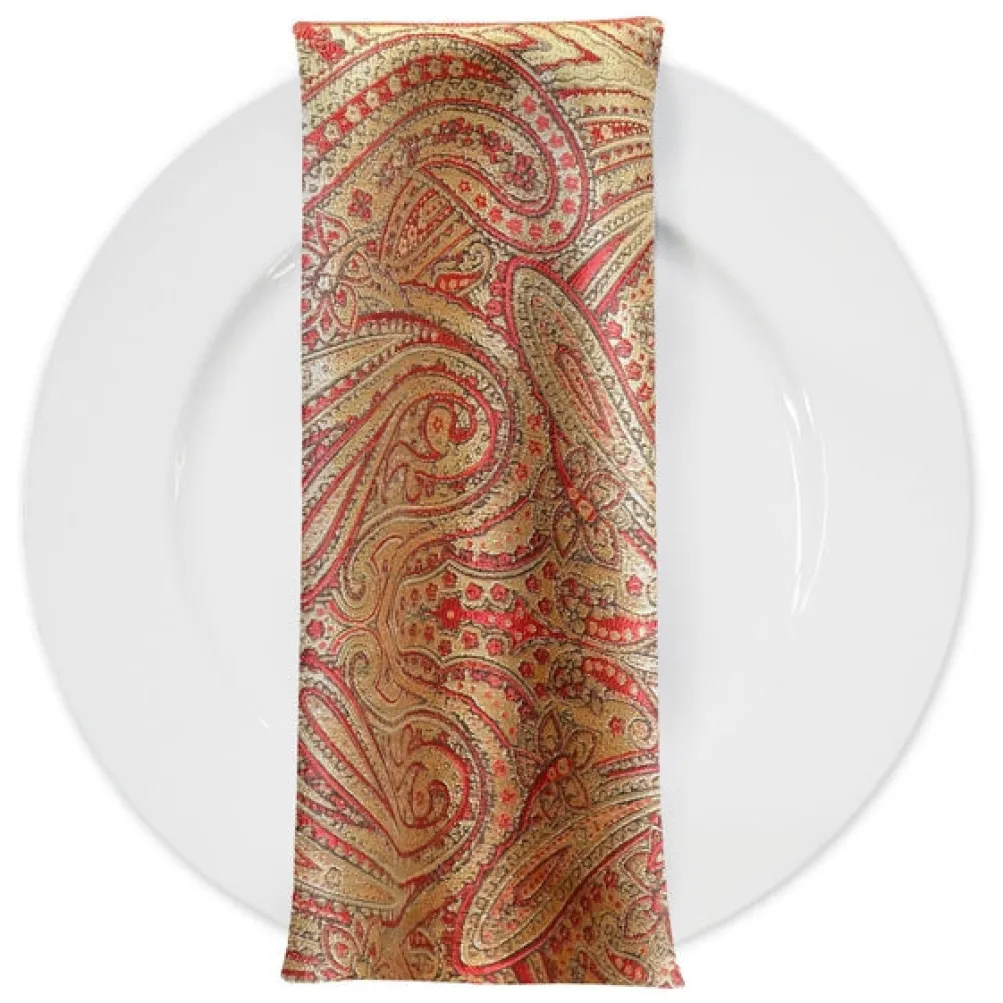 Paisley Jacquard Table Napkin in Red and Gold