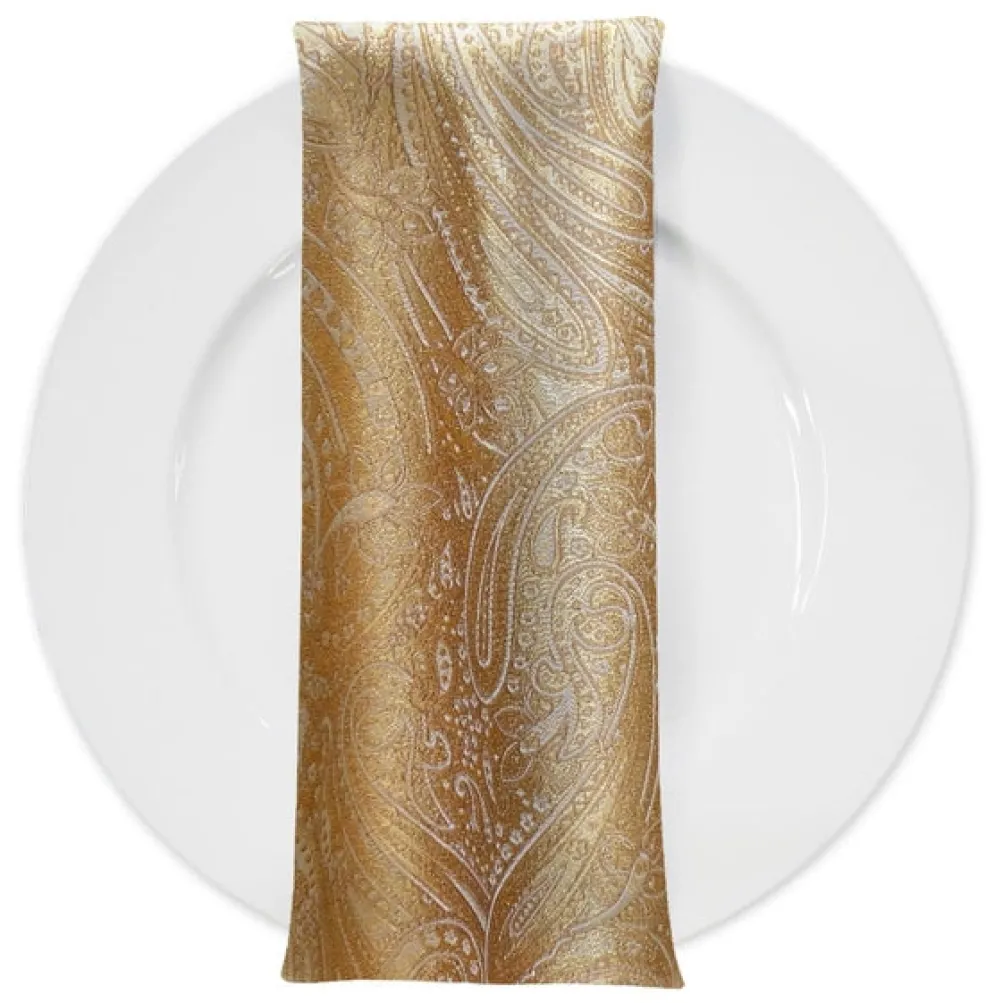 Paisley Jacquard Table Napkin in Gold and Ivory