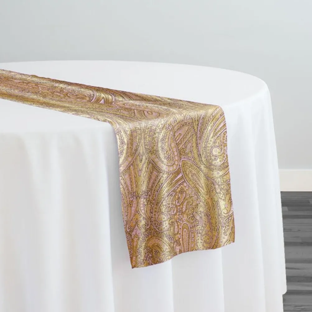 Paisley Jacquard Table Runner in Rose Gold