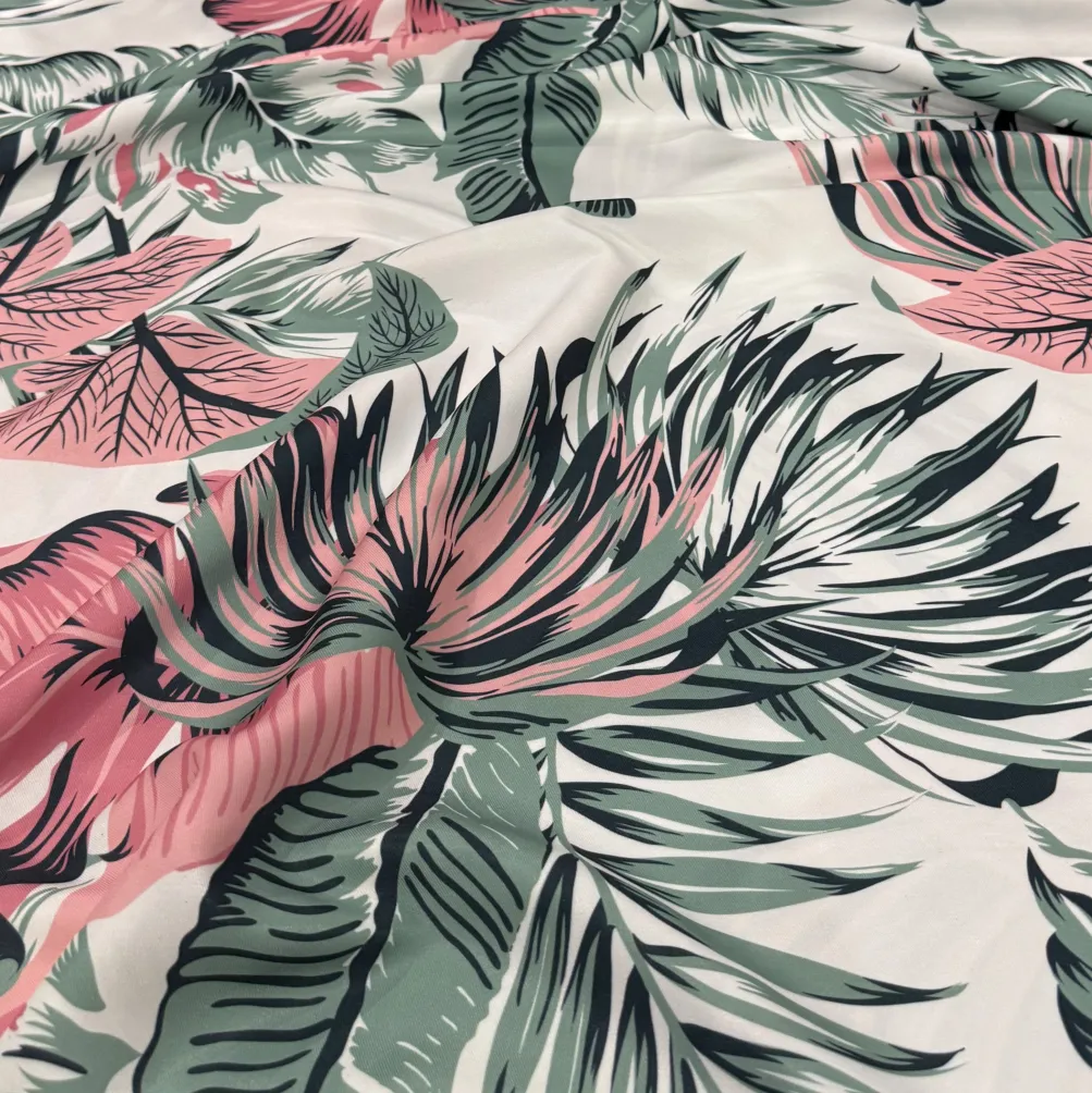 Palmetto (Poly Print) Table Linen in White