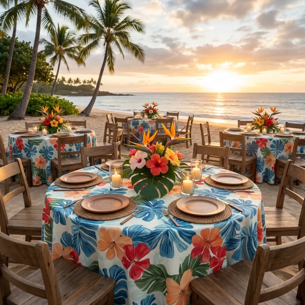 Palm Paradise (Slub Print) Table Linen