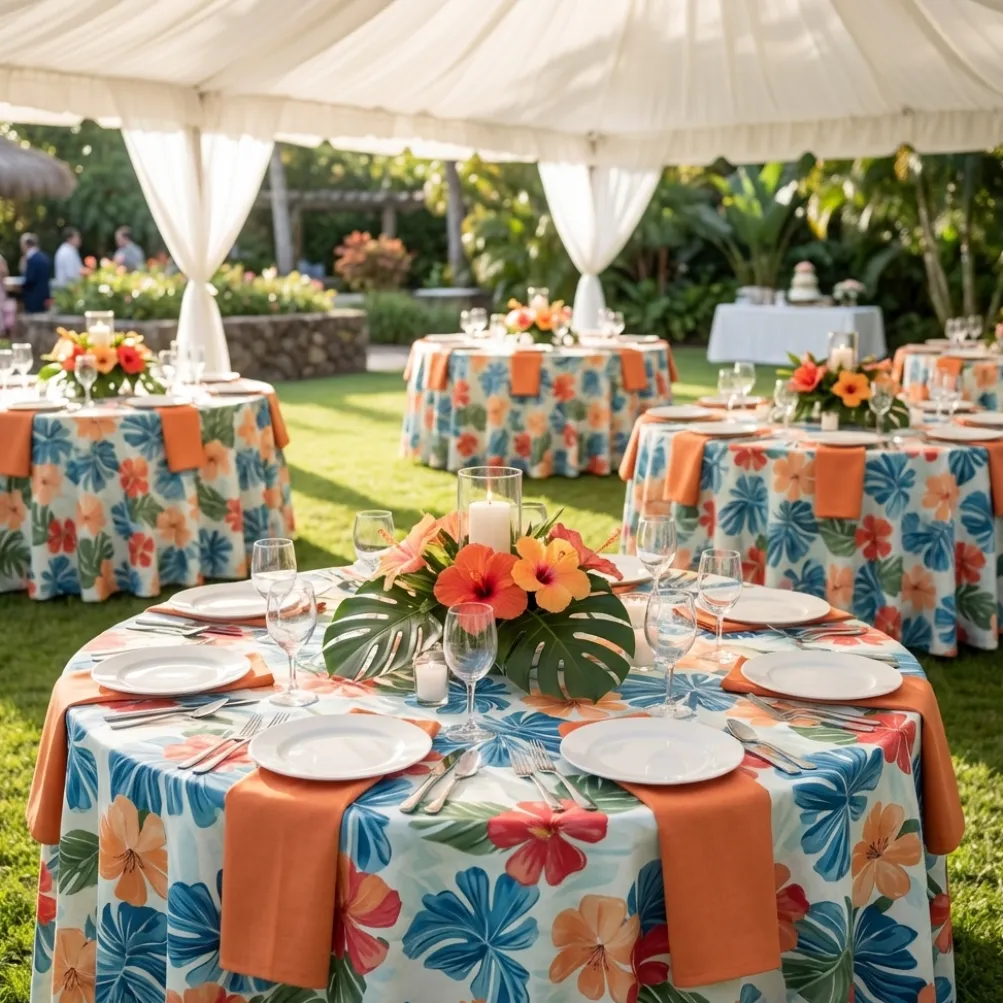 Palm Paradise (Slub Print) Table Linen