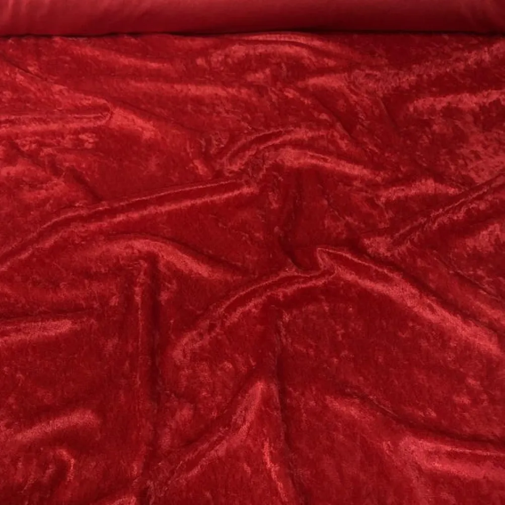 Panne (Crush) Velvet Drapery Panel in Red
