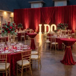 Panne (Crush) Velvet Table Linen in Red