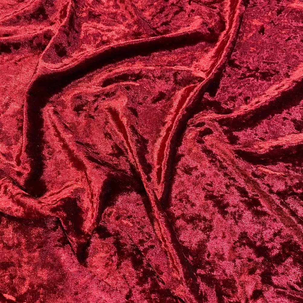 Panne (Crush) Velvet Table Linen in Burgundy