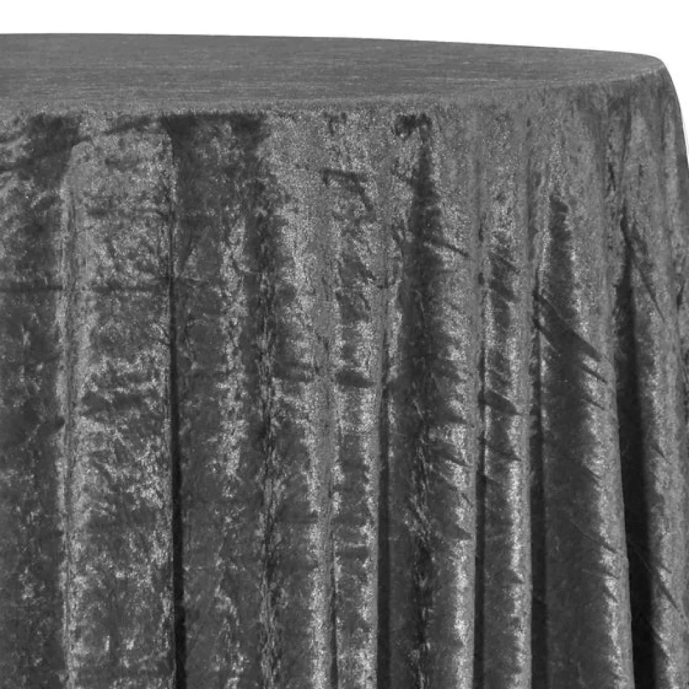 Panne (Crush) Velvet Table Linen in Charcoal