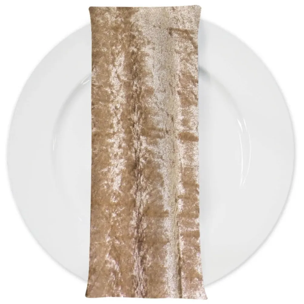 Panne (Crush) Velvet Table Napkin in Lt Gold