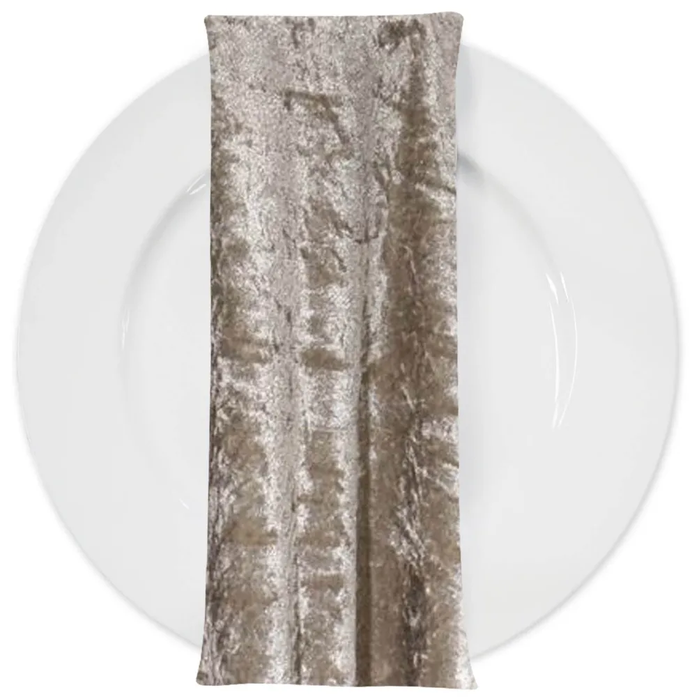 Panne (Crush) Velvet Table Napkin in Taupe