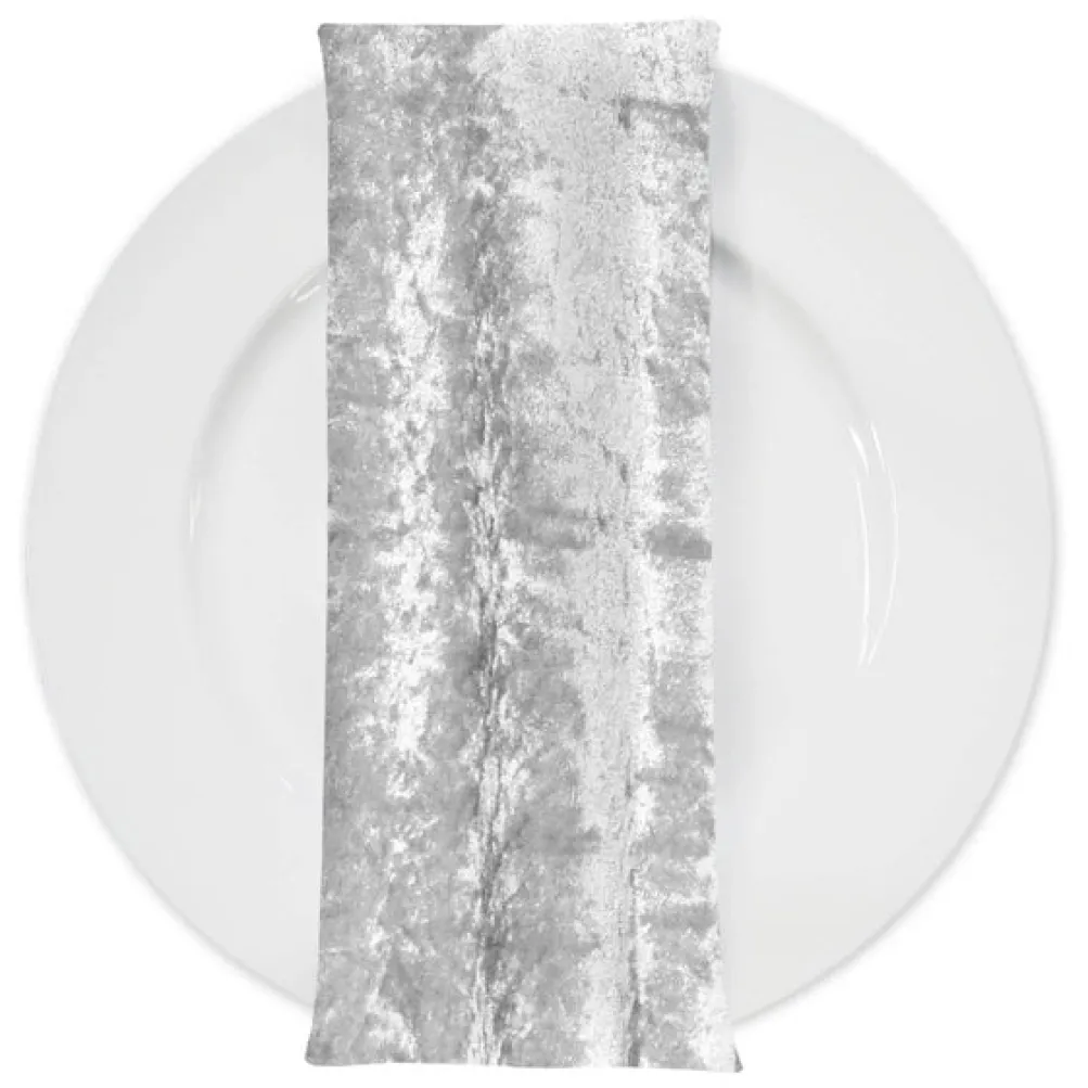 Panne (Crush) Velvet Table Napkin in White