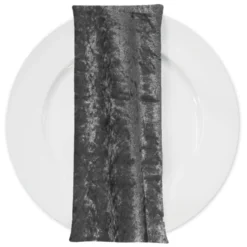 Panne (Crush) Velvet Table Napkin in Charcoal