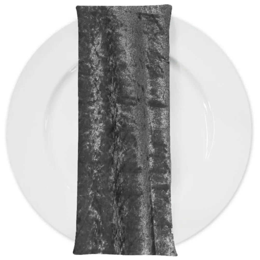 Panne (Crush) Velvet Table Napkin in Charcoal