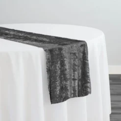 Panne (Crush) Velvet Table Runner in Charcoal