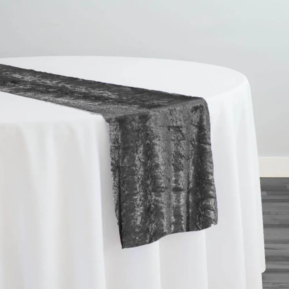 Panne (Crush) Velvet Table Runner in Charcoal