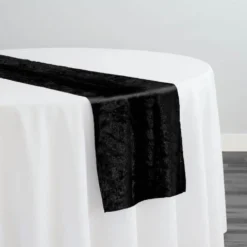 Panne (Crush) Velvet Table Runner in Black
