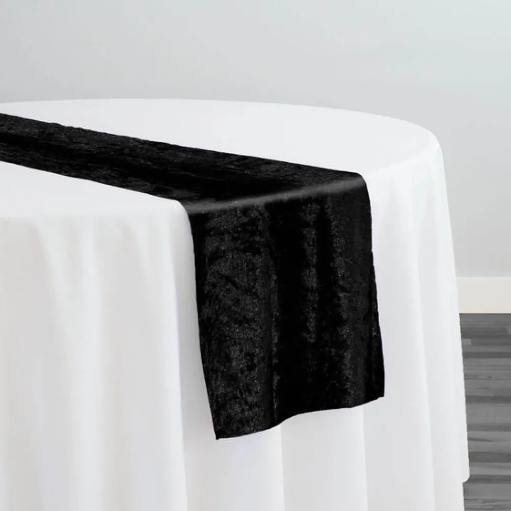 Panne (Crush) Velvet Table Runner in Black