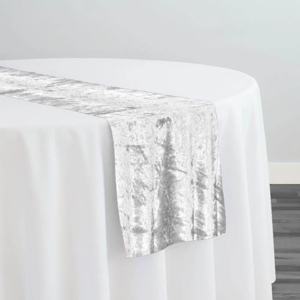 Panne (Crush) Velvet Table Runner in White