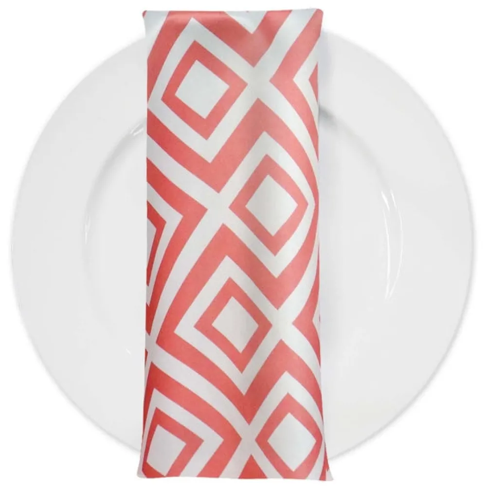 Paragon Print (Lamour) Table Napkin in Coral