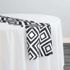 Paragon Print (Lamour) Table Runner in Black and White