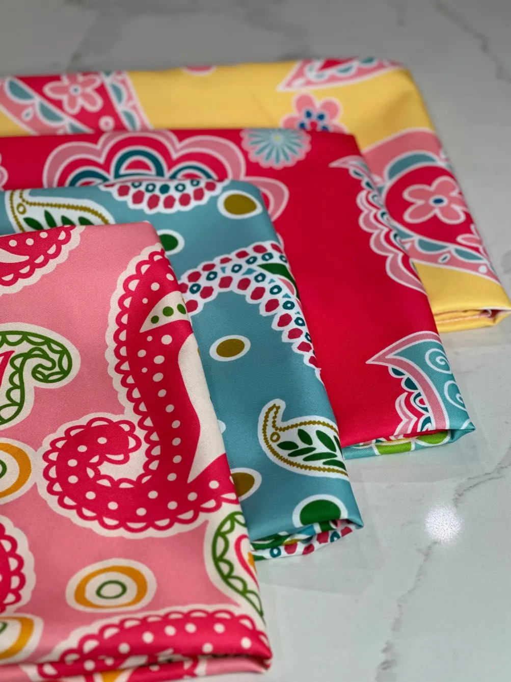 Pastel Paisley (Poly Print) Table Linen in Fuchsia