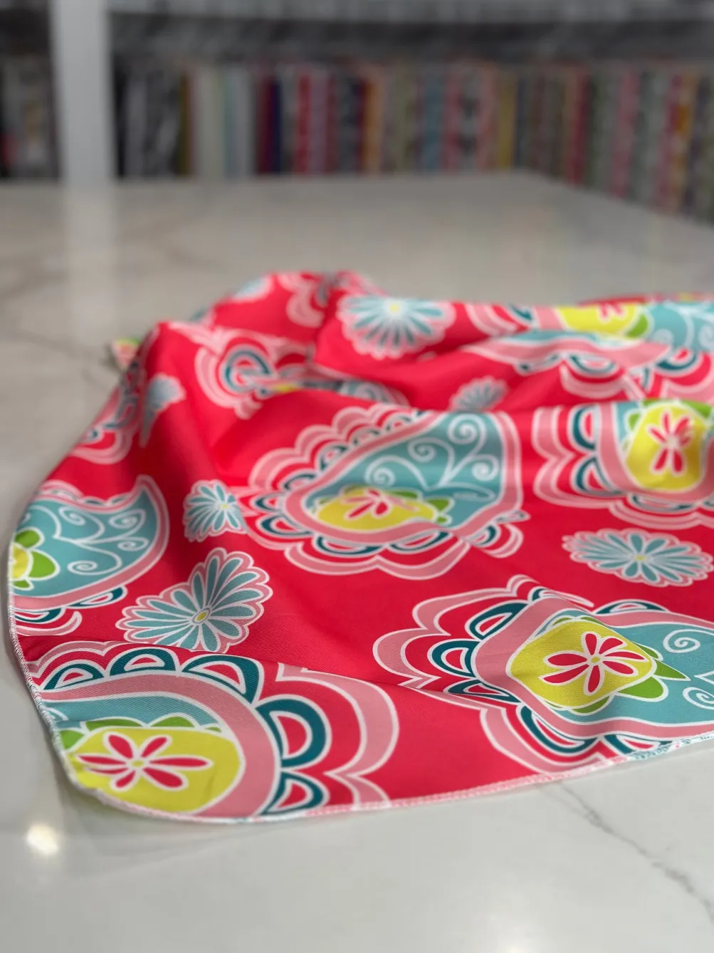 Pastel Paisley (Poly Print) Table Linen in Fuchsia