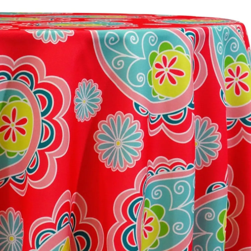 Pastel Paisley (Poly Print) Table Linen in Fuchsia