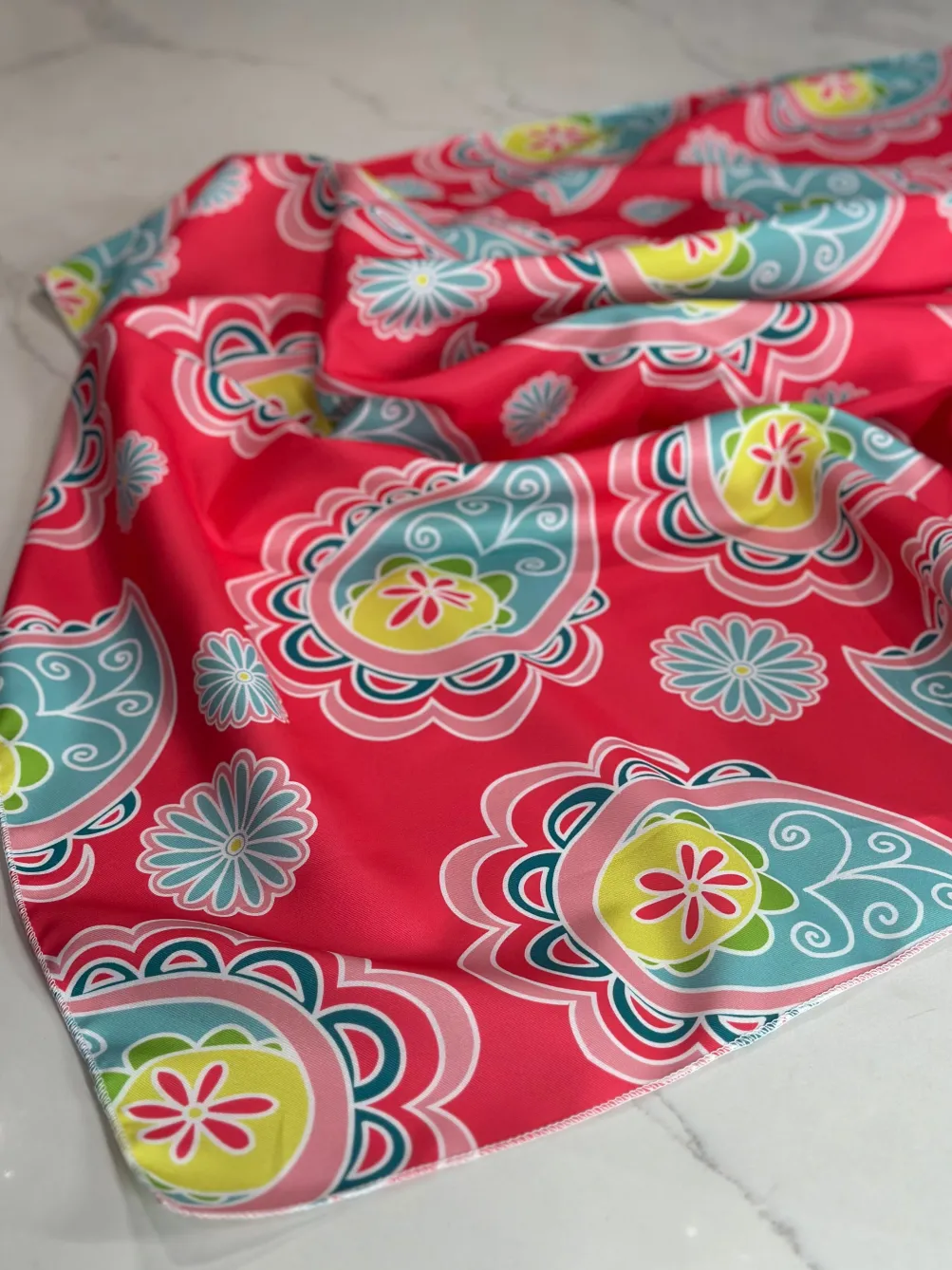 Pastel Paisley (Poly Print) Table Linen in Fuchsia