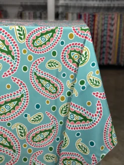 Pastel Paisley (Poly Print) Table Linen in Blue