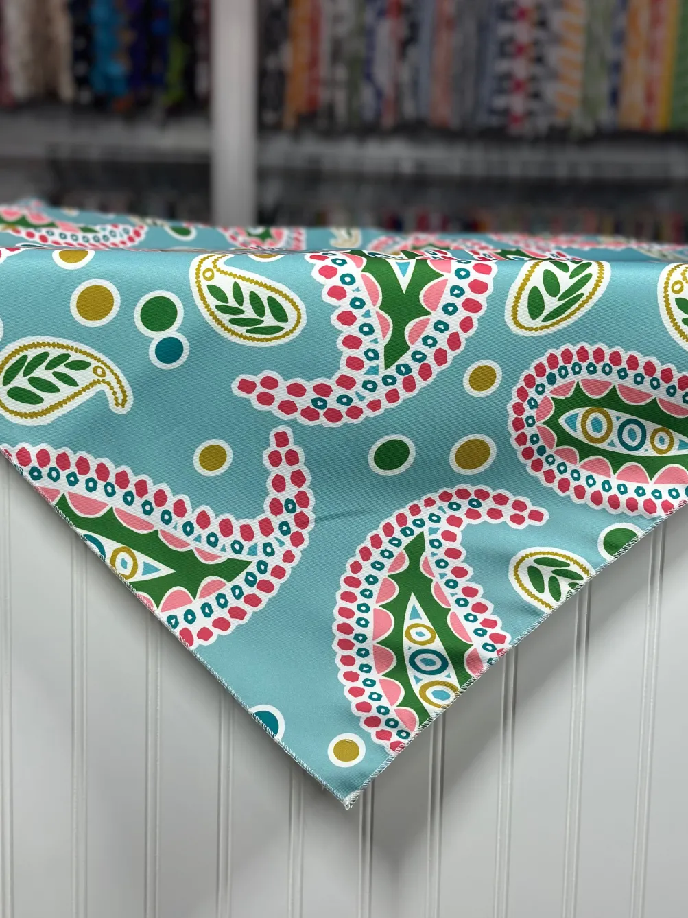 Pastel Paisley (Poly Print) Table Linen in Blue