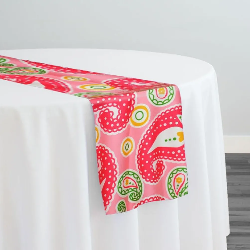 Pastel Paisley (Poly Print) Table Runner in Pink