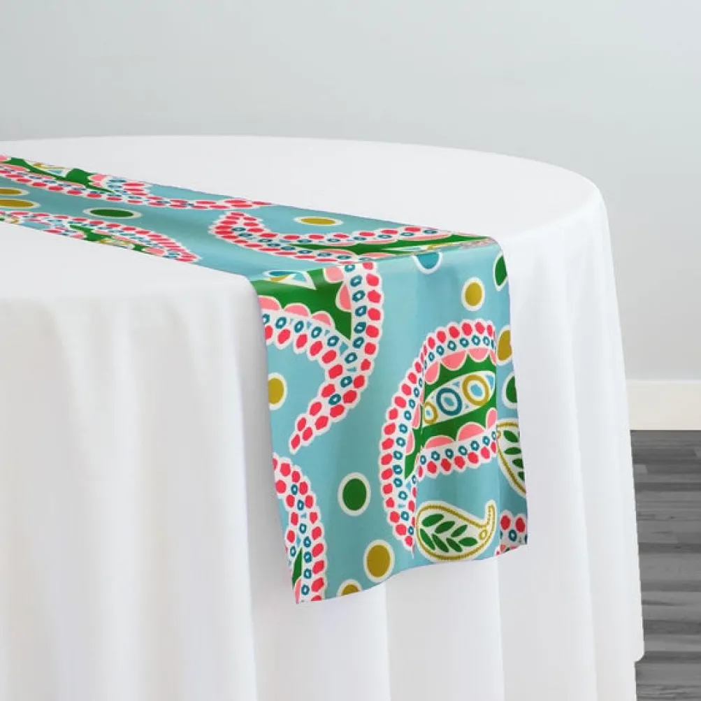 Pastel Paisley (Poly Print) Table Runner in Blue