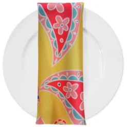 Pastel Paisley (Poly Print) Table Napkin in Yellow