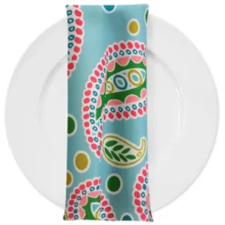 Pastel Paisley (Poly Print) Table Napkin in Blue