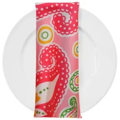 Pastel Paisley (Poly Print) Table Napkin in Pink