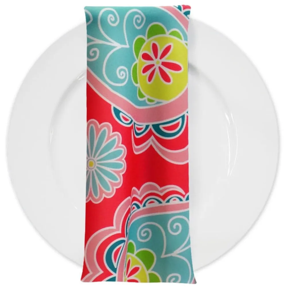 Pastel Paisley (Poly Print) Table Napkin in Fuchsia