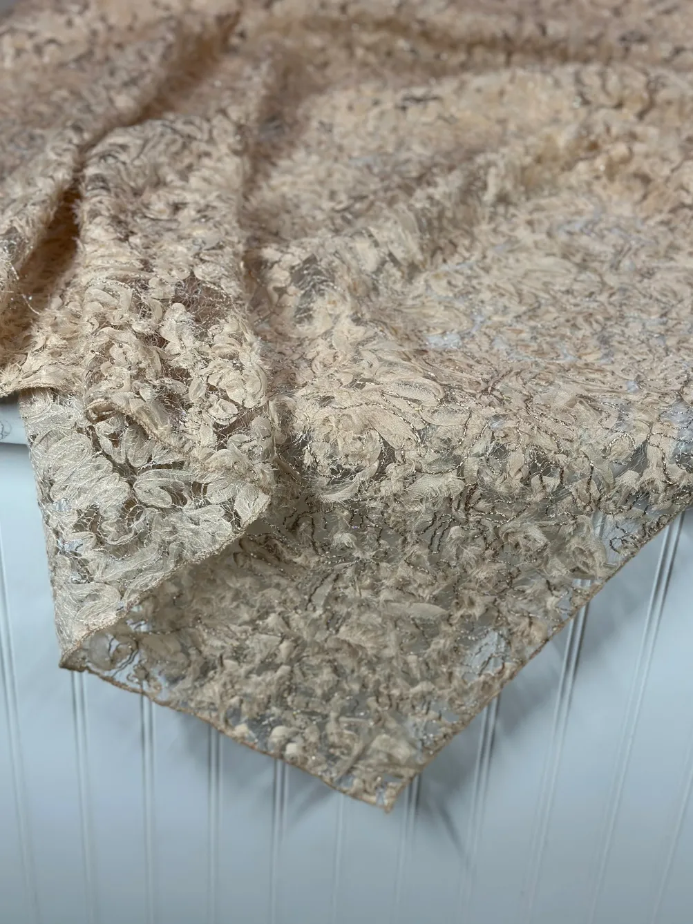 Patina Sheer Table Linen in Champagne