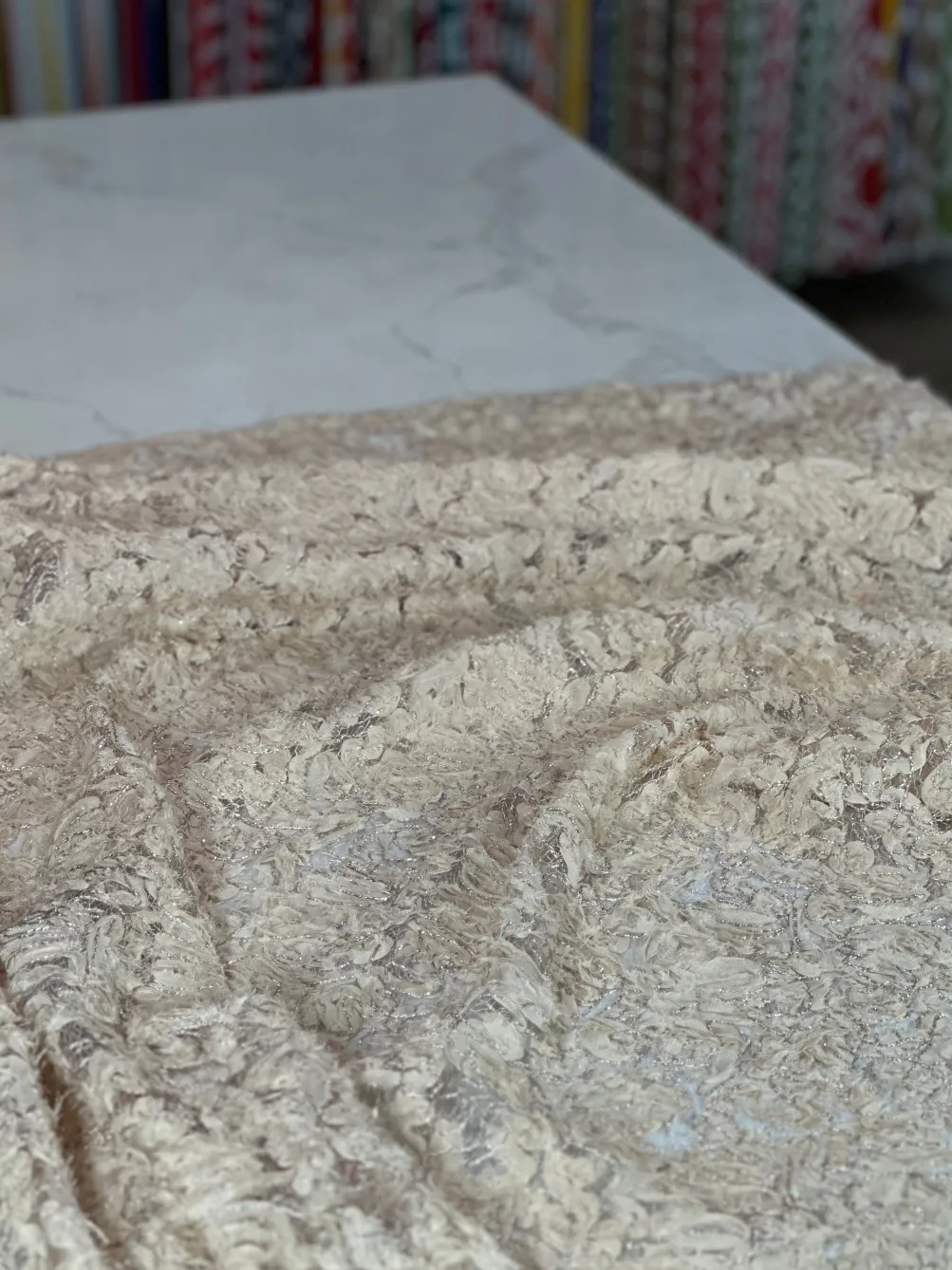 Patina Sheer Table Linen in Champagne