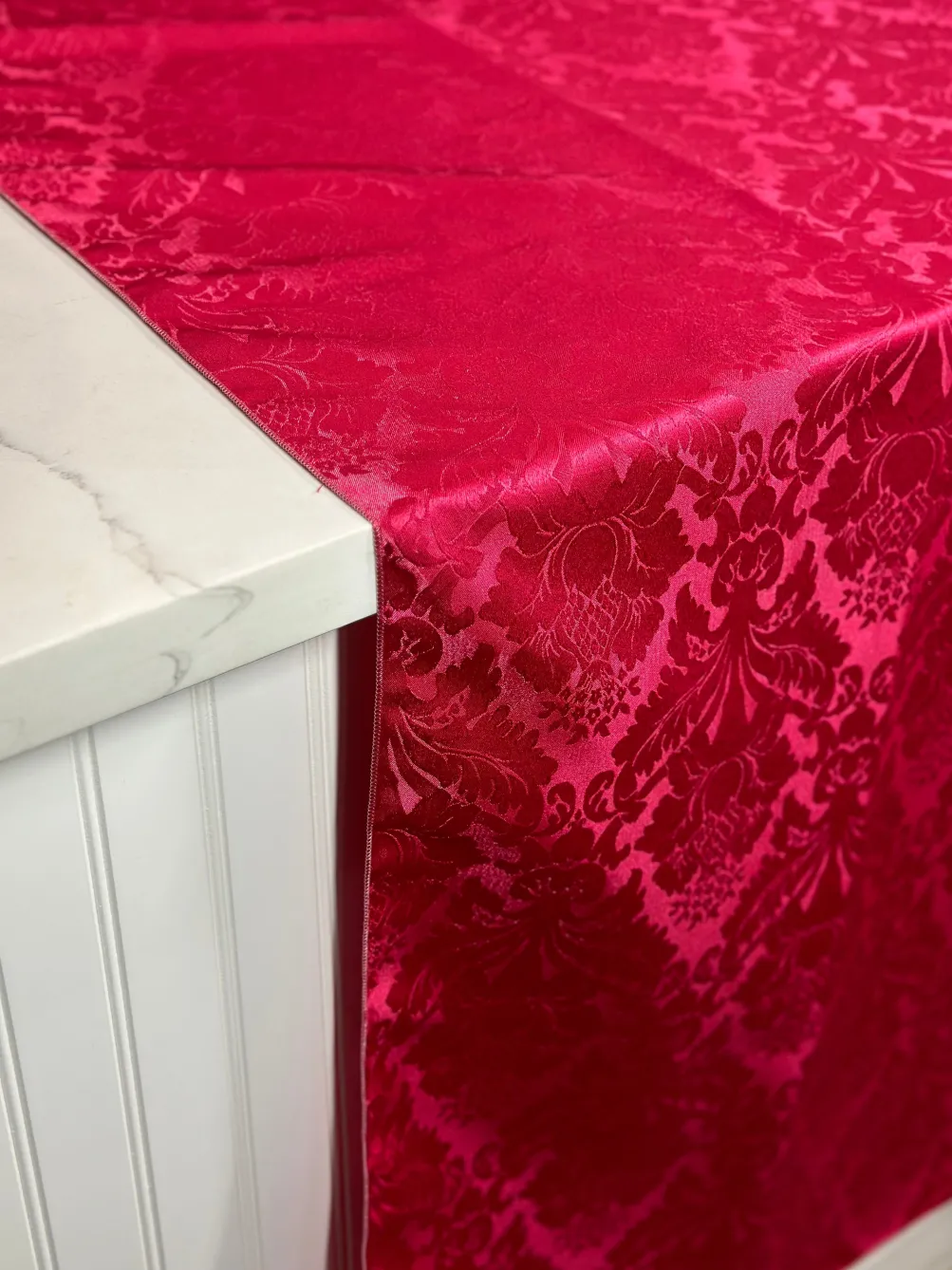 1pc - Damask Poly Table Linen 85"x85" Square - Fuchsia 1225