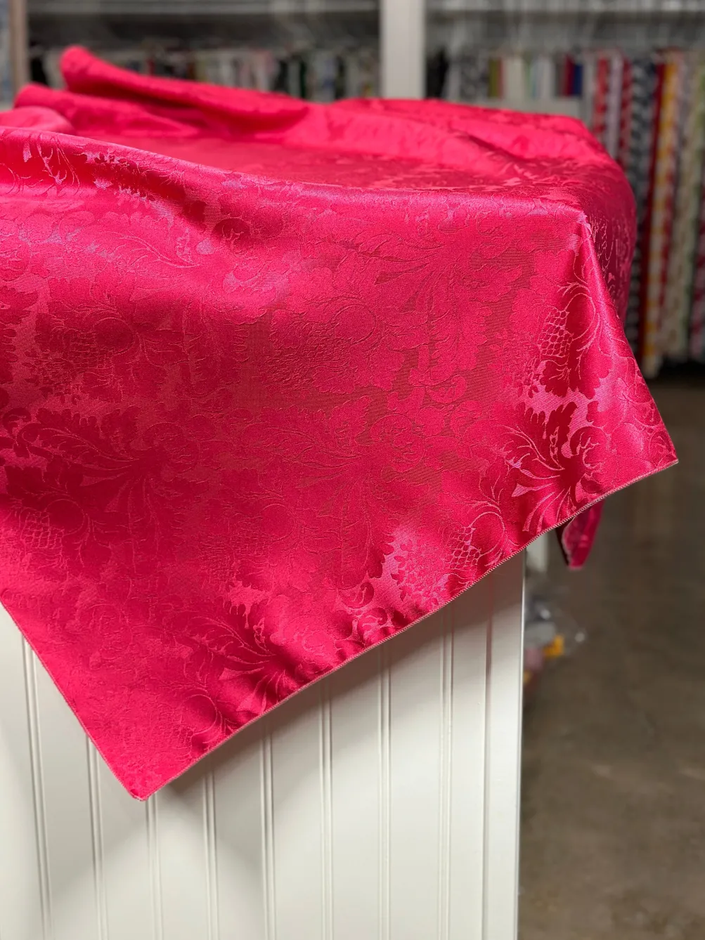1pc - Damask Poly Table Linen 85"x85" Square - Fuchsia 1225