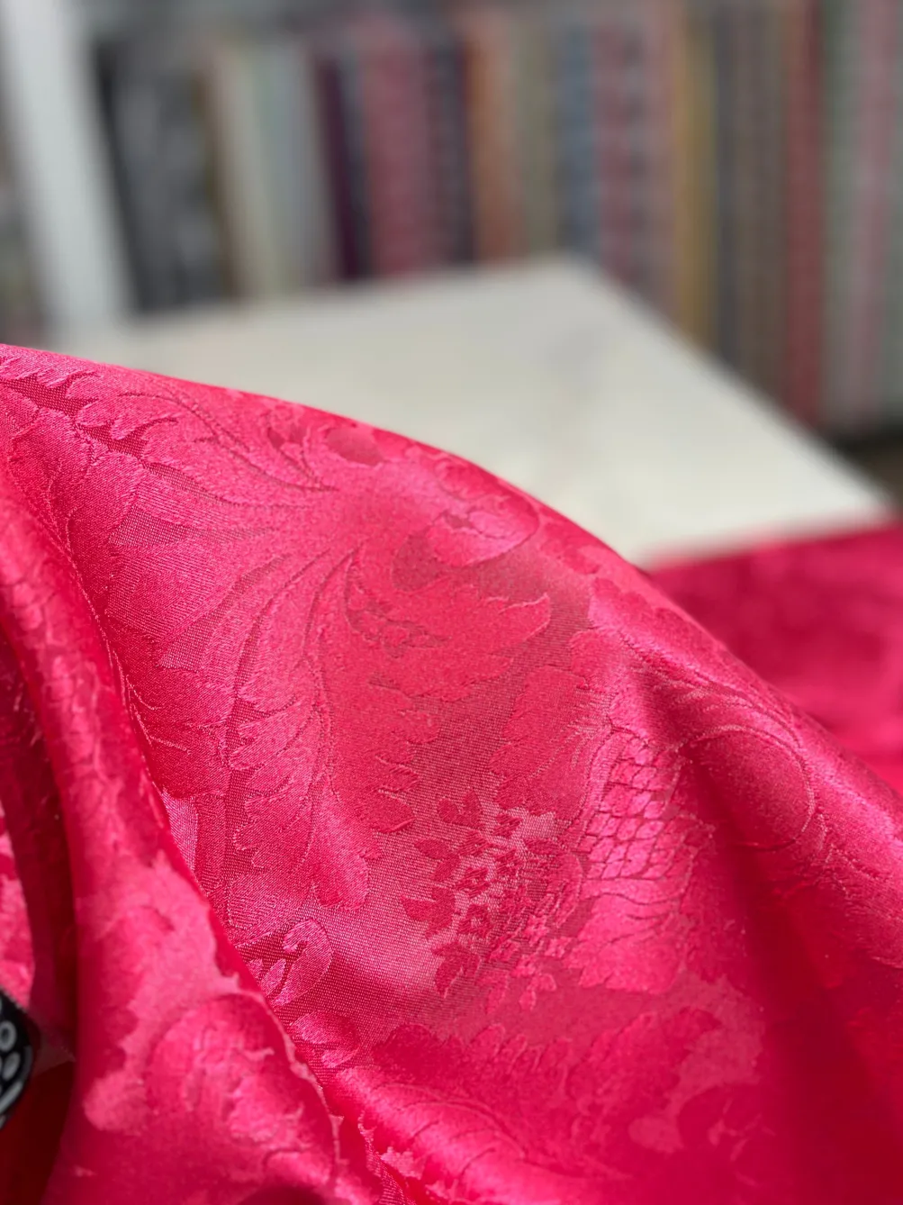 1pc - Damask Poly Table Linen 85"x85" Square - Fuchsia 1225