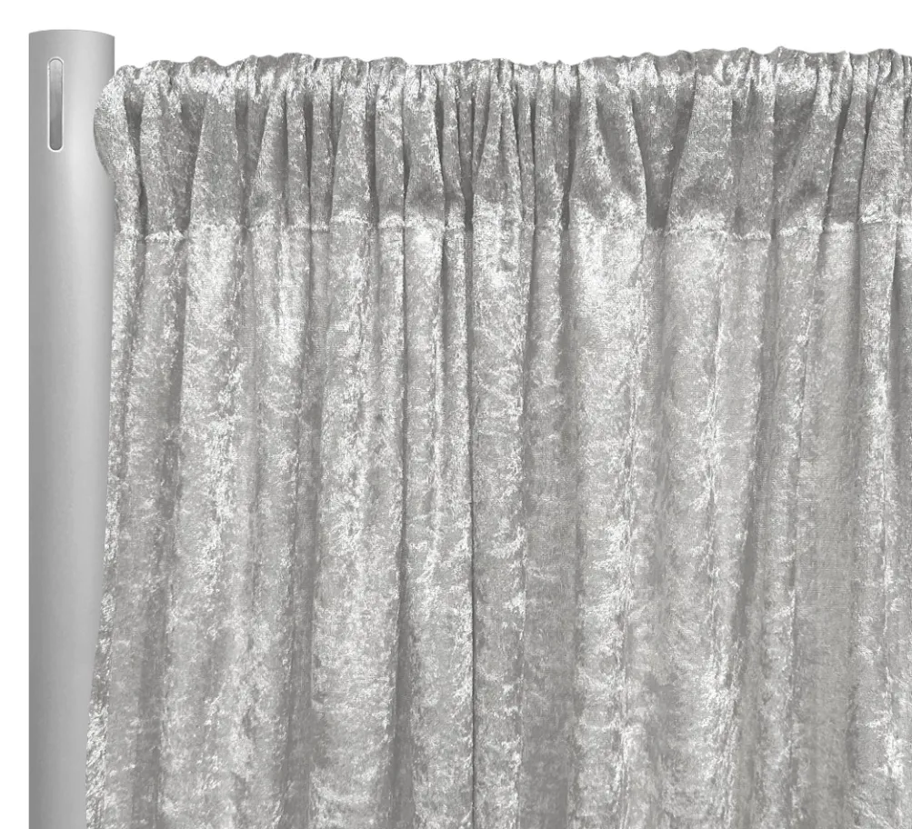 1pc - Panne (Crush) Velvet Drapery Panel in Silver (12' Tall x 58" Wide)