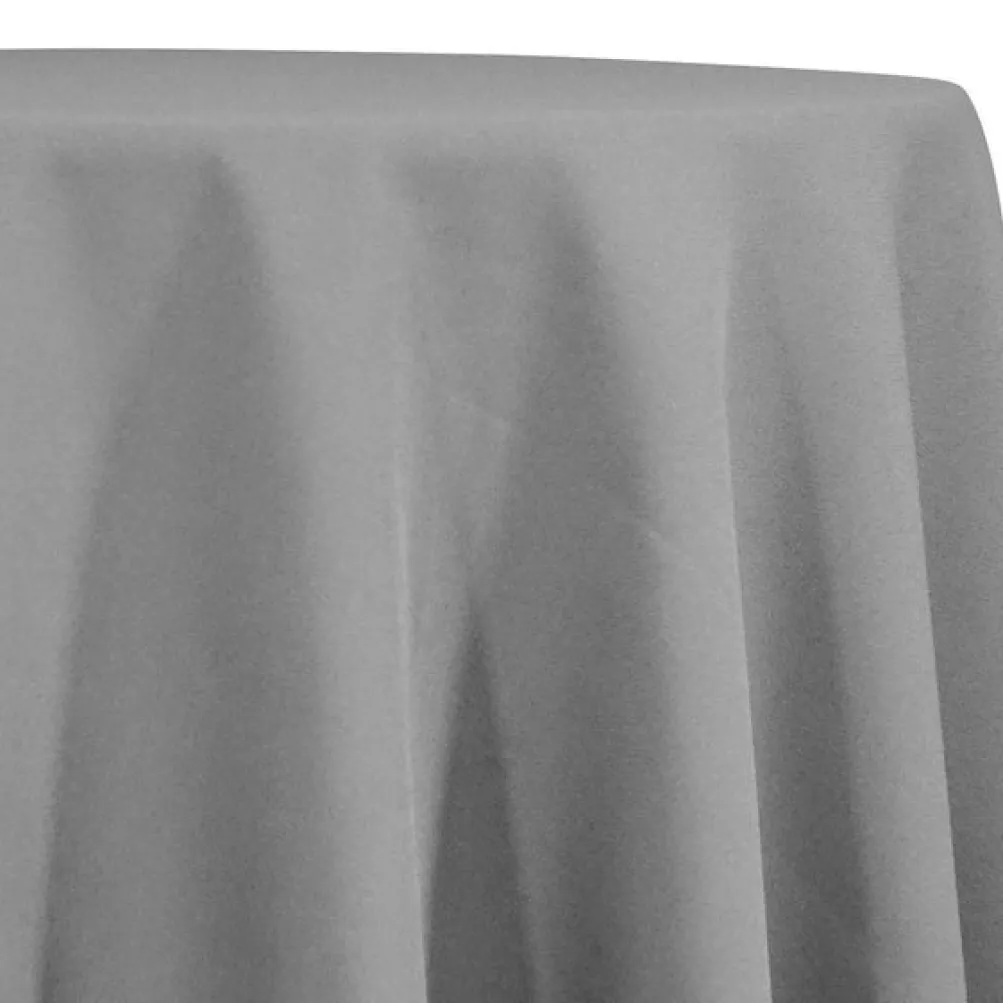 1pc - Premium Poly (Poplin) Table Linen 96" Round - Silver 1310