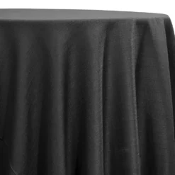 1pc - Rustic Linen Table Linen 132" Round - Black