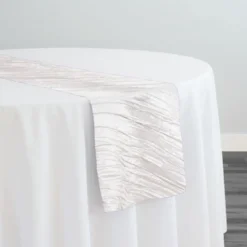 10pcs - Accordion Taffeta Table Runner 14"x108" - Ivory