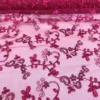 7pcs - Basil Leaf Embroidery Table Linen 132" Round - Fuchsia