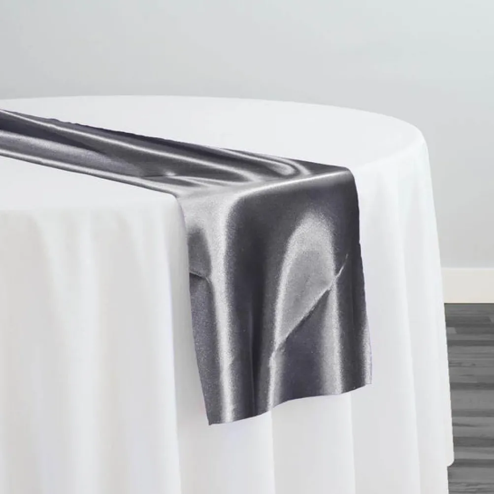 10pcs - Bridal Satin Table Runner 14"x108" - Gray 665